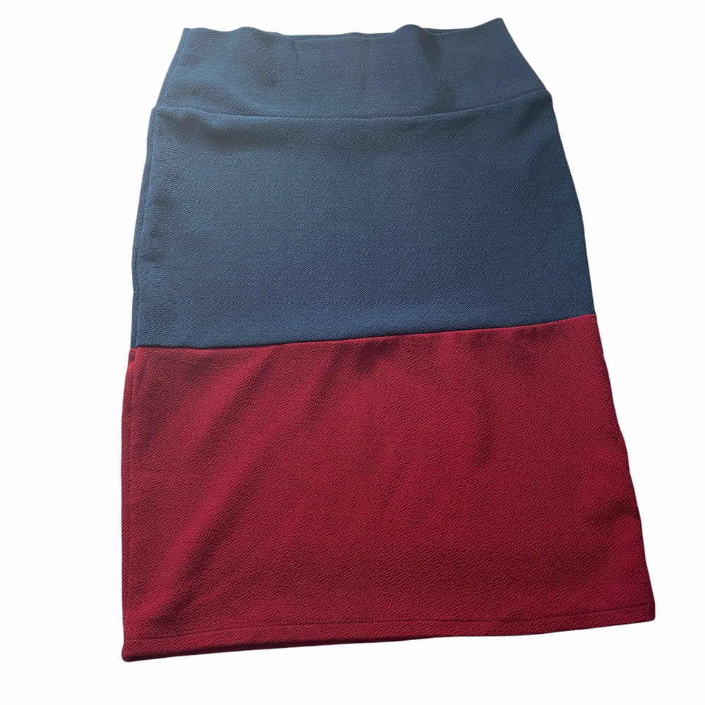 Lularoe Cassie Pull UP Pencil Skirt Teal and Pink